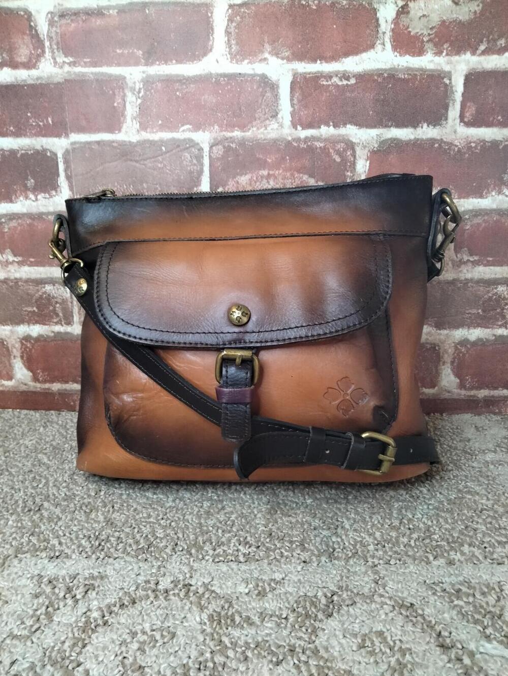 Patricia Nash Tuscania Crossbody Bag Leather Shoulder Bag - Brown Merlot Ombre